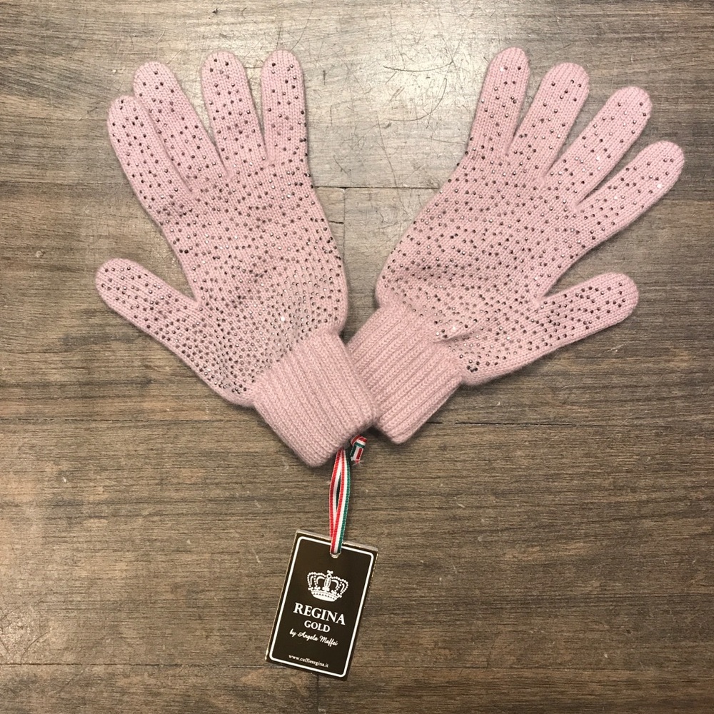 Sparkly Studded Gloves Regina Gold NWT